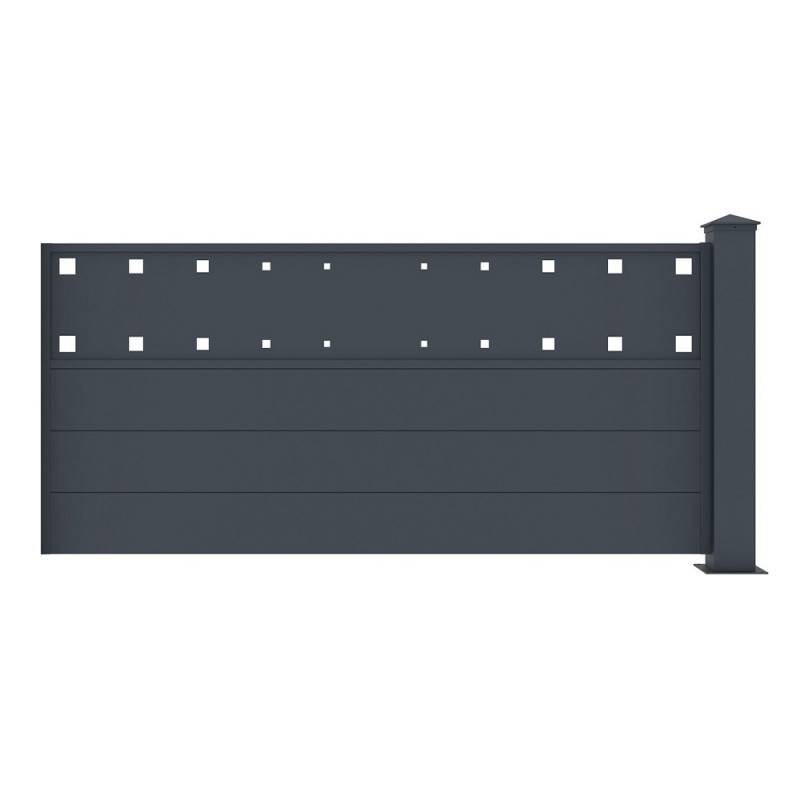 X-Metal - Clôture aluminium anthracite 190x89 cm avec poteau X-Metal Fancy Film - Image 1