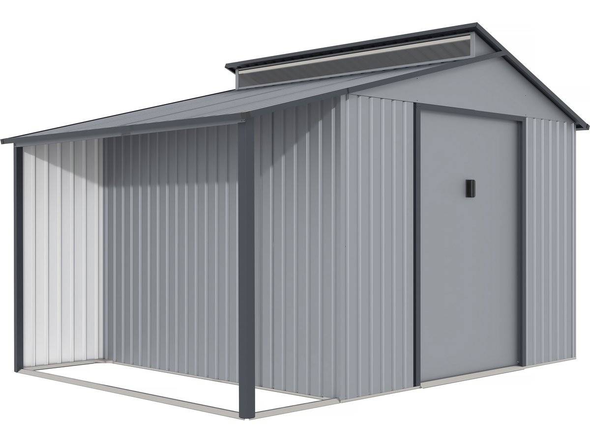 Abri De Jardin Métal Avec Pergola "madras" - 9.12 M² - 257 X 355 X 237 Cm - Gris -habitat Et Jardin - Image 1