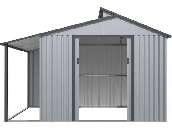 Abri De Jardin Métal Avec Pergola "madras" - 9.12 M² - 257 X 355 X 237 Cm - Gris -habitat Et Jardin - Image 3