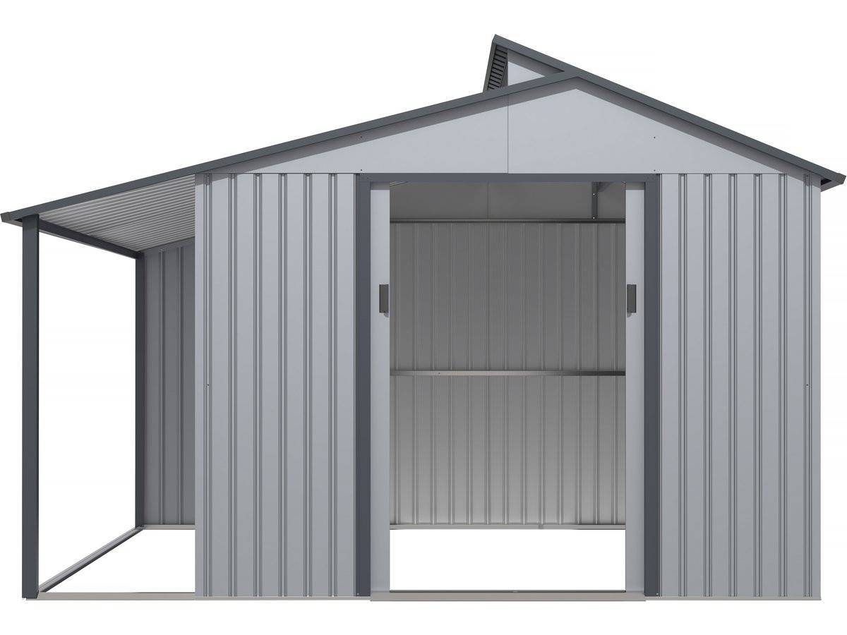 Abri De Jardin Métal Avec Pergola "madras" - 9.12 M² - 257 X 355 X 237 Cm - Gris -habitat Et Jardin - Image 3