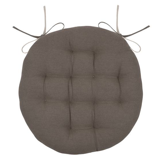 Lovely Casa - Galette de chaise ronde et bicolore - LOVELY CASA - Coton - Taupe - Image 1