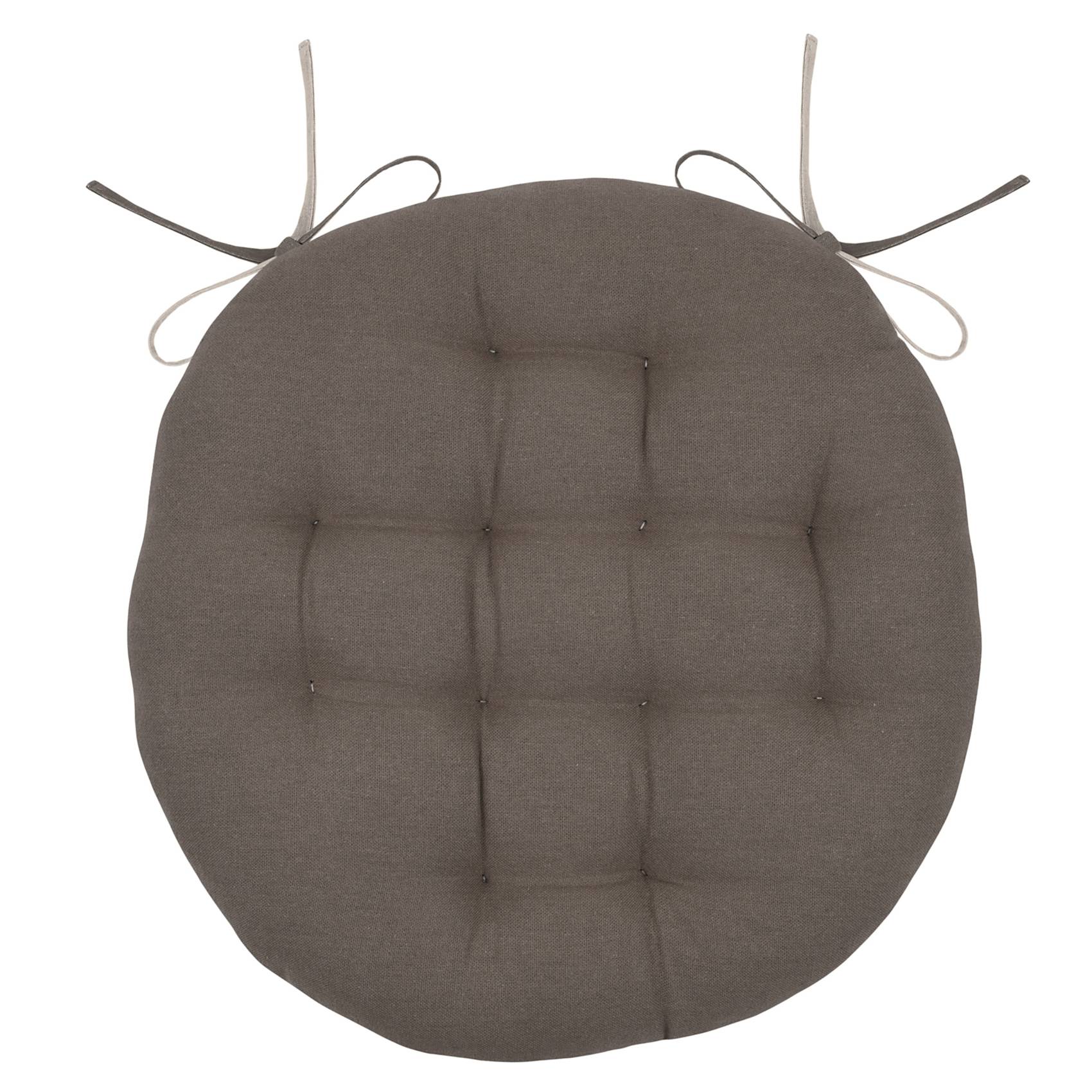 Lovely Casa - Galette de chaise ronde et bicolore - LOVELY CASA - Coton - Taupe - Image 1