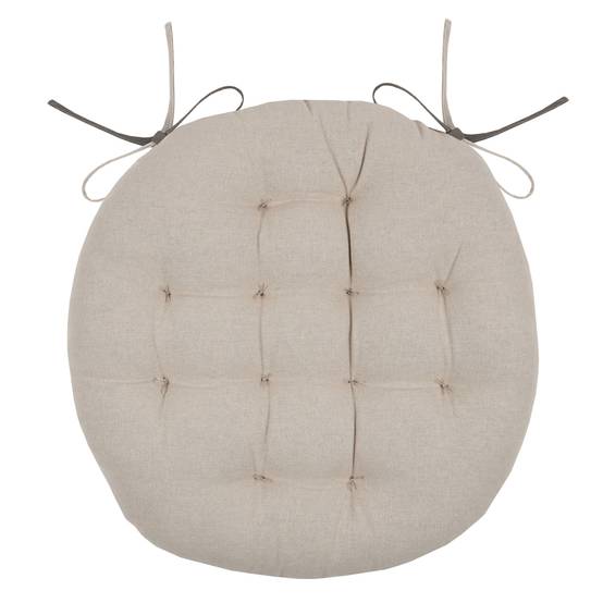 Lovely Casa - Galette de chaise ronde et bicolore - LOVELY CASA - Coton - Taupe - Image 2
