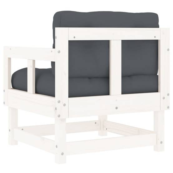 Lot de 2 Chaises de jardin avec coussins - Chaises d'extérieur - Fauteuils de jardin blanc bois de pin massif-JU12675 - Image 6