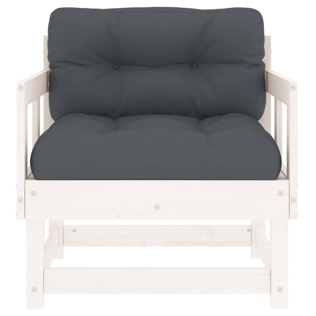 Lot de 2 Chaises de jardin avec coussins - Chaises d'extérieur - Fauteuils de jardin blanc bois de pin massif-JU12675 - Image 4
