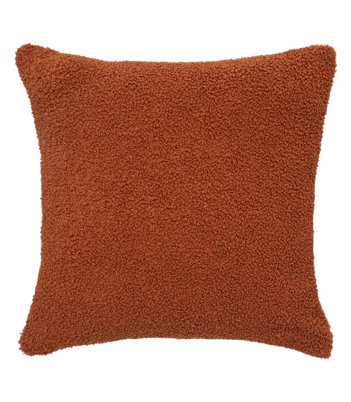 Coussin décoratif en Fourrure bouclette Cannelle & Ivoire 40 x 40 cm - Image 1