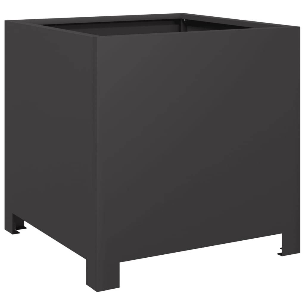 Jardinière - Bac à fleurs - Pot de fleurs noir 40x40x40 cm acier-JU11205 - Image 6