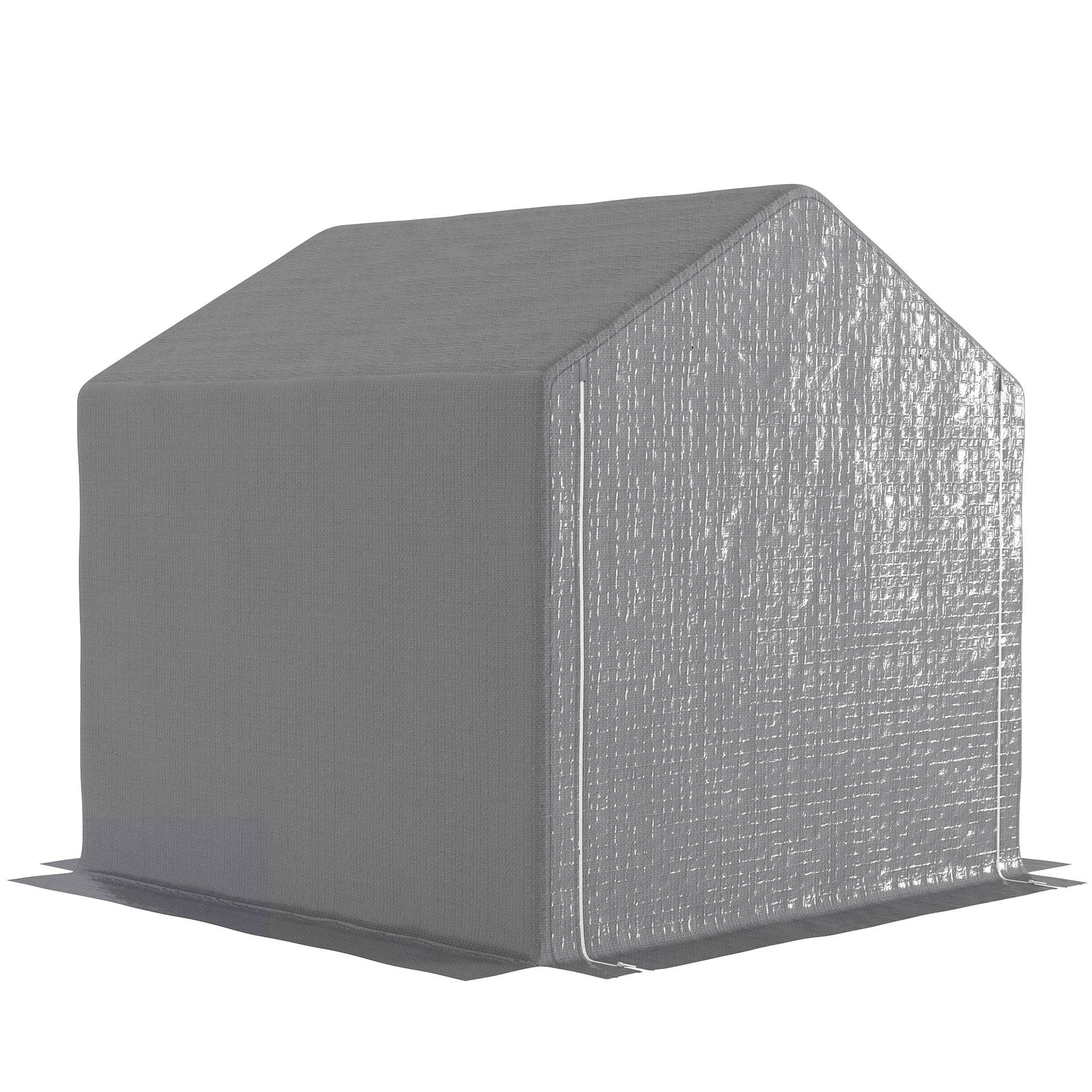 Helloshop26 - Abri de jardin pour moto et vélo 200 x 200 x 200 cm imperméable porte enroulable moderne extérieur en polyéthylène gris - Image 1