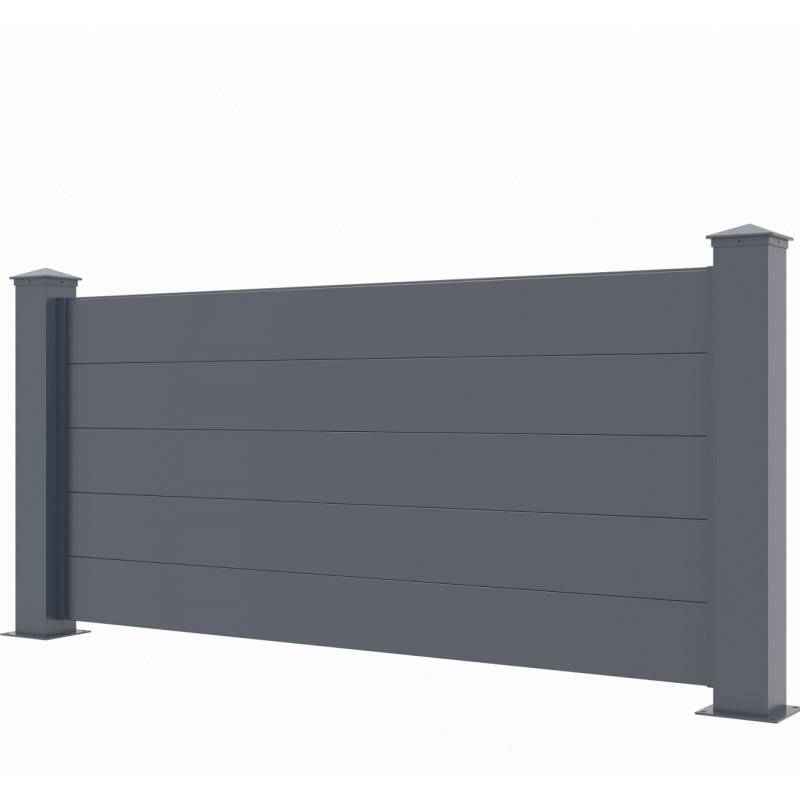 X-Metal - Clôture aluminium anthracite 188,6x89 cm avec 2 poteaux X-Metal - Image 2