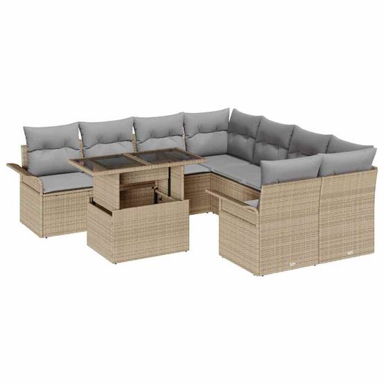 ComfortXL - Salon de jardin d'angle 9 pièces Beige polyrotin 8 places modulable – ComfortXL Outdoor Living - Image 2