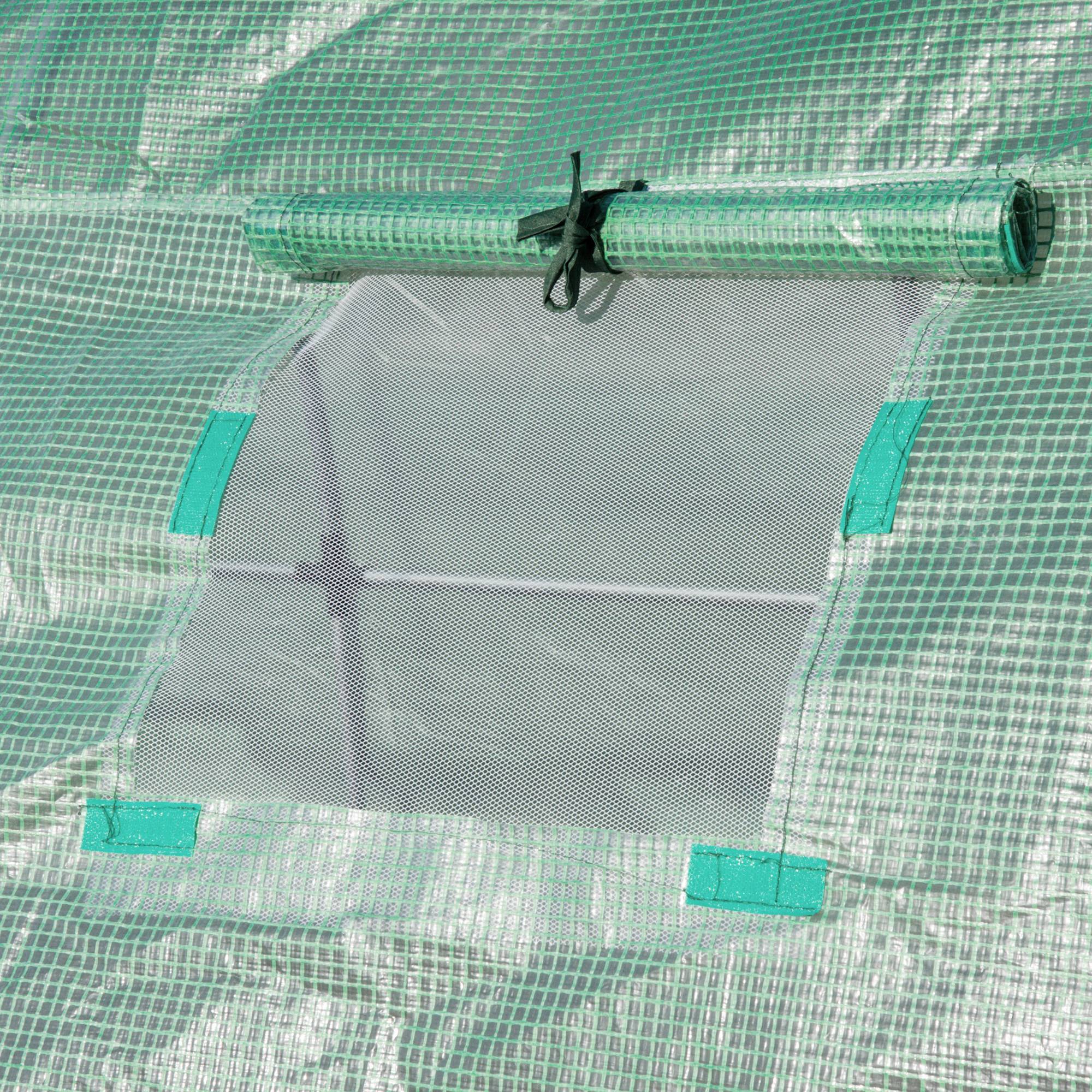 Outsunny - Bâche de rechange serre tunnel 18 m², bâche dim. 6L x 3l x 2H m PE anti-UV imperméable 12 fenêtres + porte enroulable zippée vert - Outsunny - Image 8