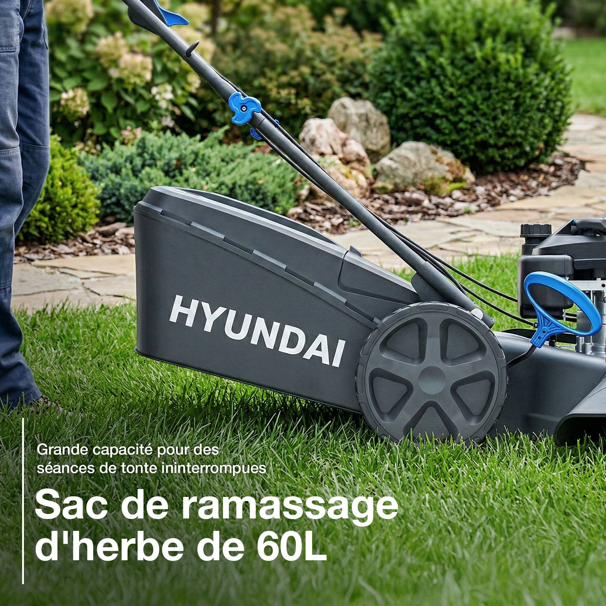 Hyundai - Tondeuse à Gazon Thermique Autotractée 51 cm 196 cm3 4-en-1 Bac 60L Noir HYM20200SPX Hyundai - Image 6