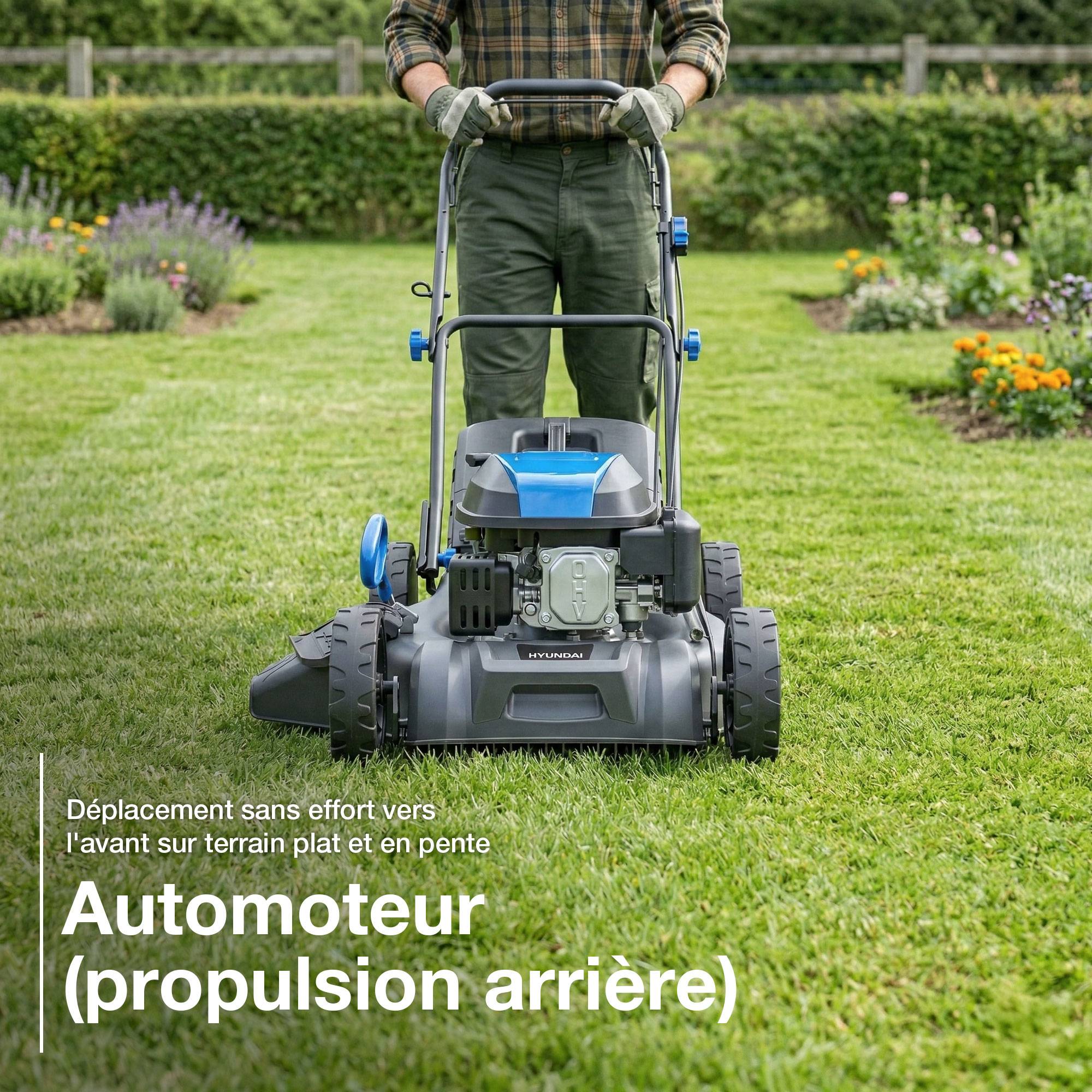 Hyundai - Tondeuse à Gazon Thermique Autotractée 51 cm 196 cm3 4-en-1 Bac 60L Noir HYM20200SPX Hyundai - Image 9