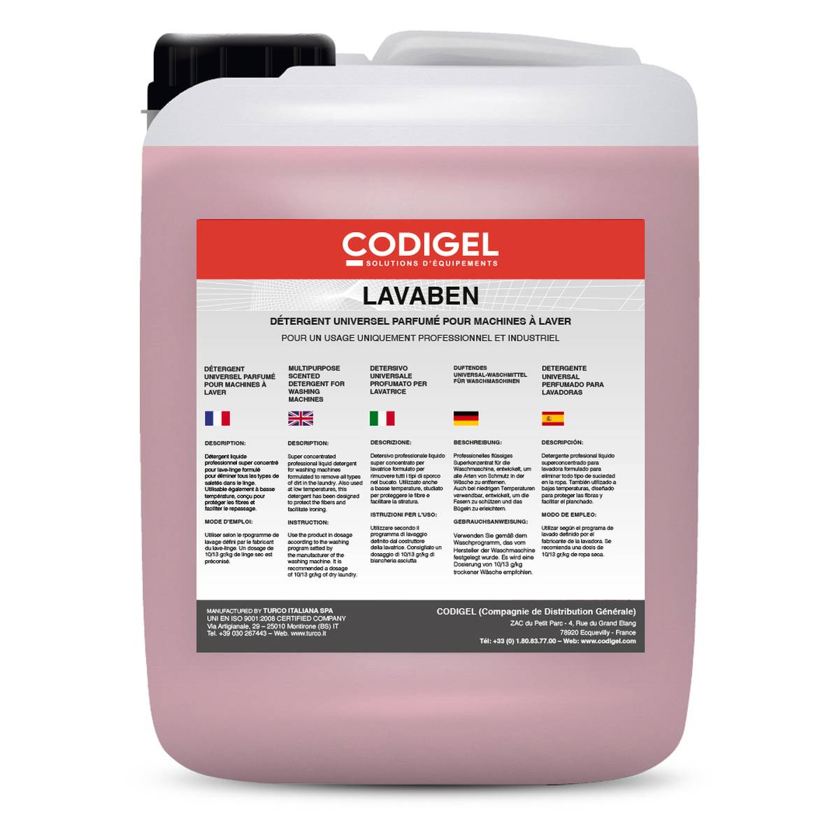 Détergent Liquide Super Concentré pour Lave-Linges - Bidon de 20 kg - Codigel