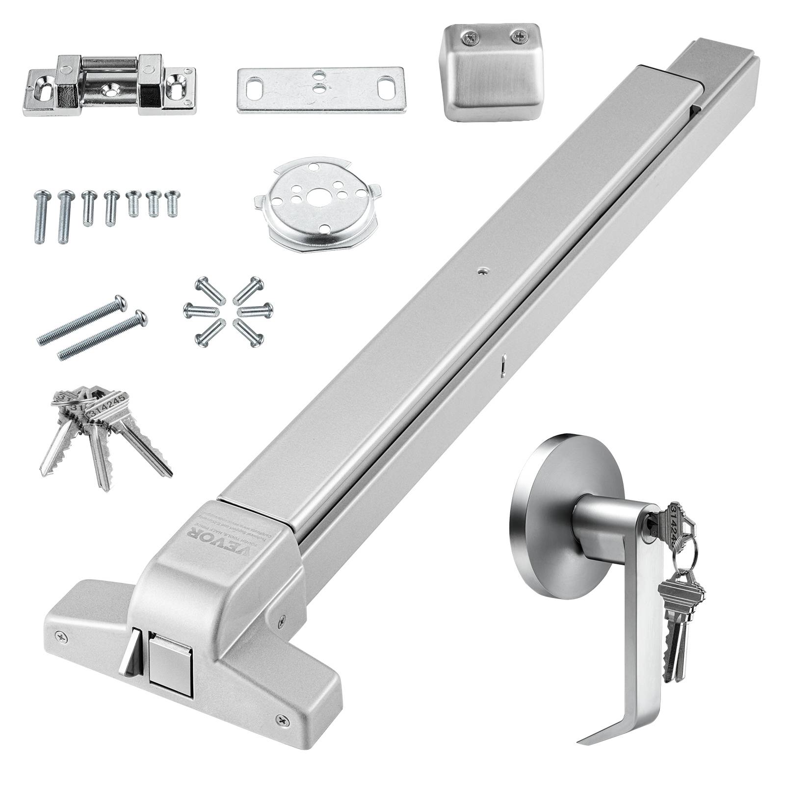 VEVOR Serrure anti-panique universelle, largeur porte 71-104 cm, barre 1 carré. Évacuation rapide, commerce. - Image 1