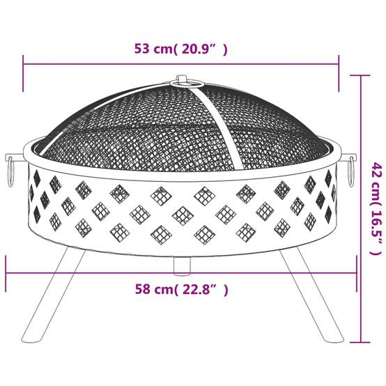 ComfortXL - Brasero Foyer de Jardin 58 cm en Acier Noir sur Pieds avec Tisonnier – ComfortXL Outdoor Living - Image 7