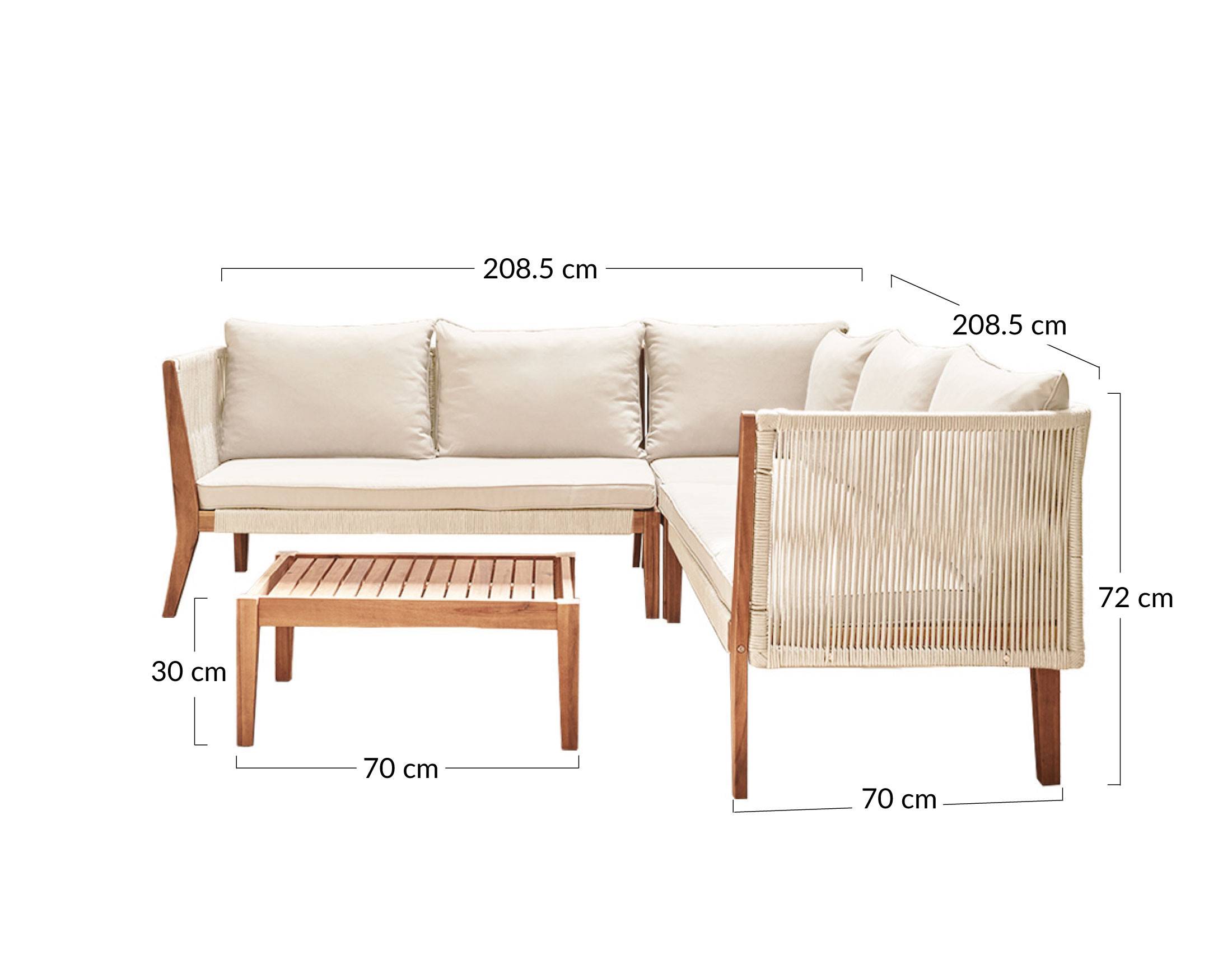 Best Mobilier - Papua - salon bas de jardin 5 places - bois, corde et coussins gris - Best Mobilier - Image 8