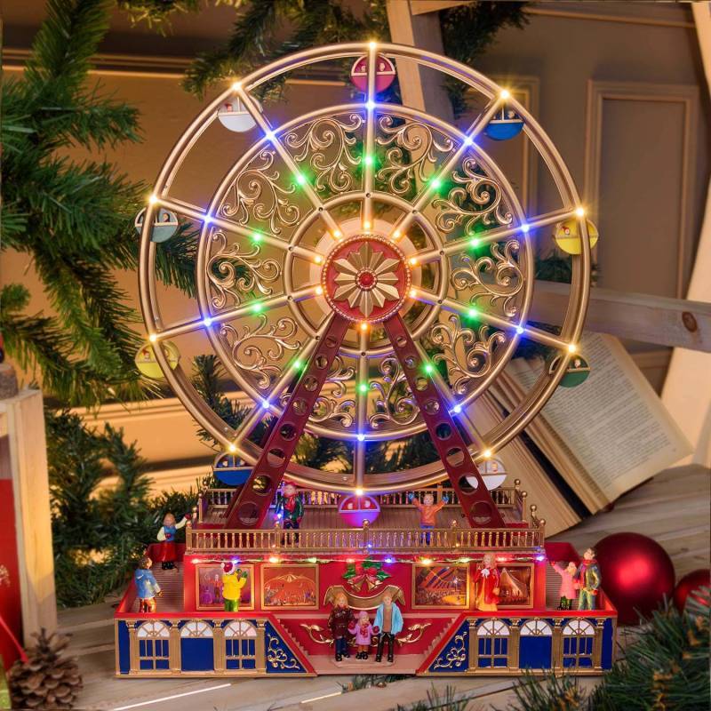 Lotti - Village de Noël Grande Roue Panoramique H48cm avec mouvement en Rotation à LED Musique H48 Lotti - Image 1