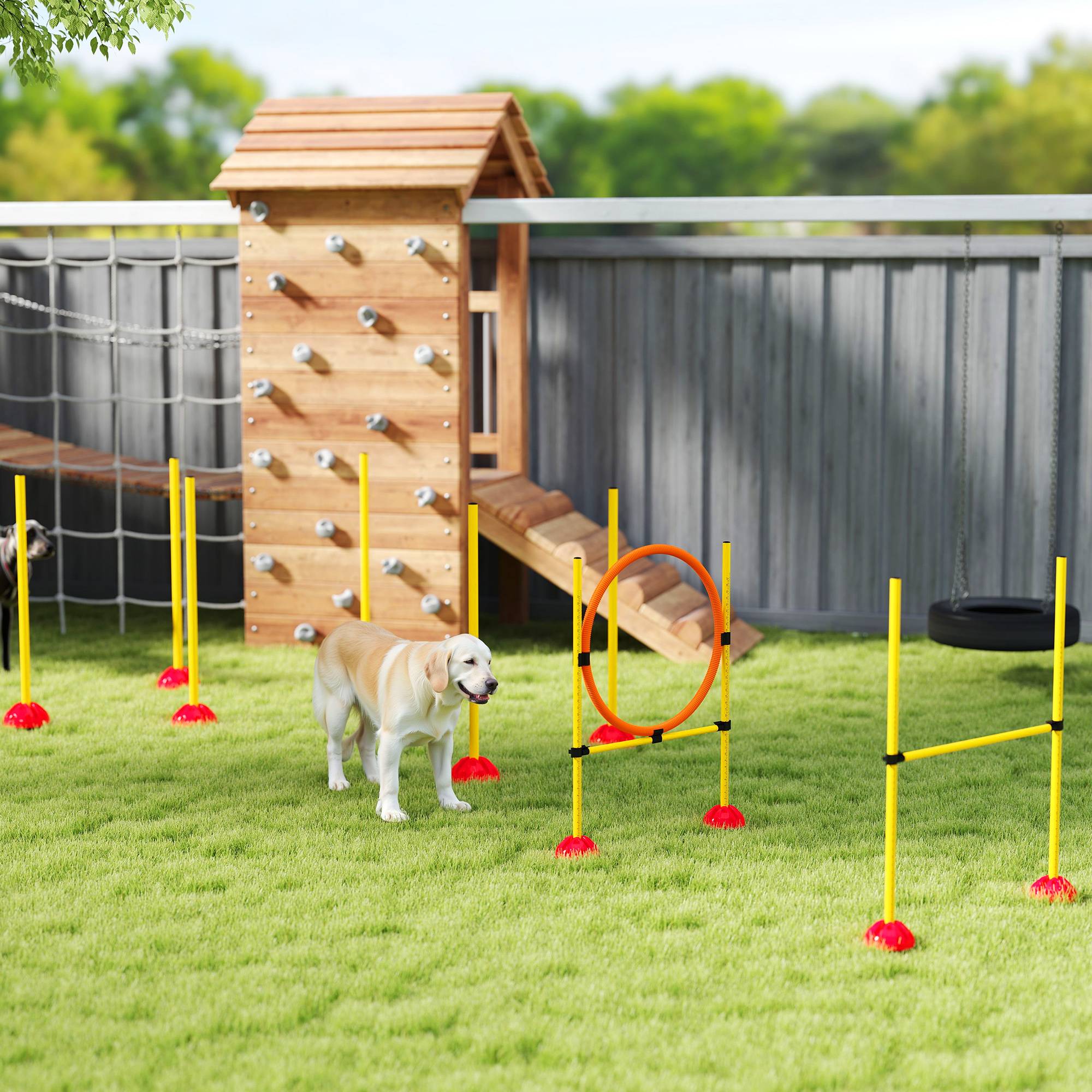 ComfortXL - Parcours agilité chien en PE orange et jaune 3 modules pour dressage réglable - ComfortXL Outdoor Living - Image 4