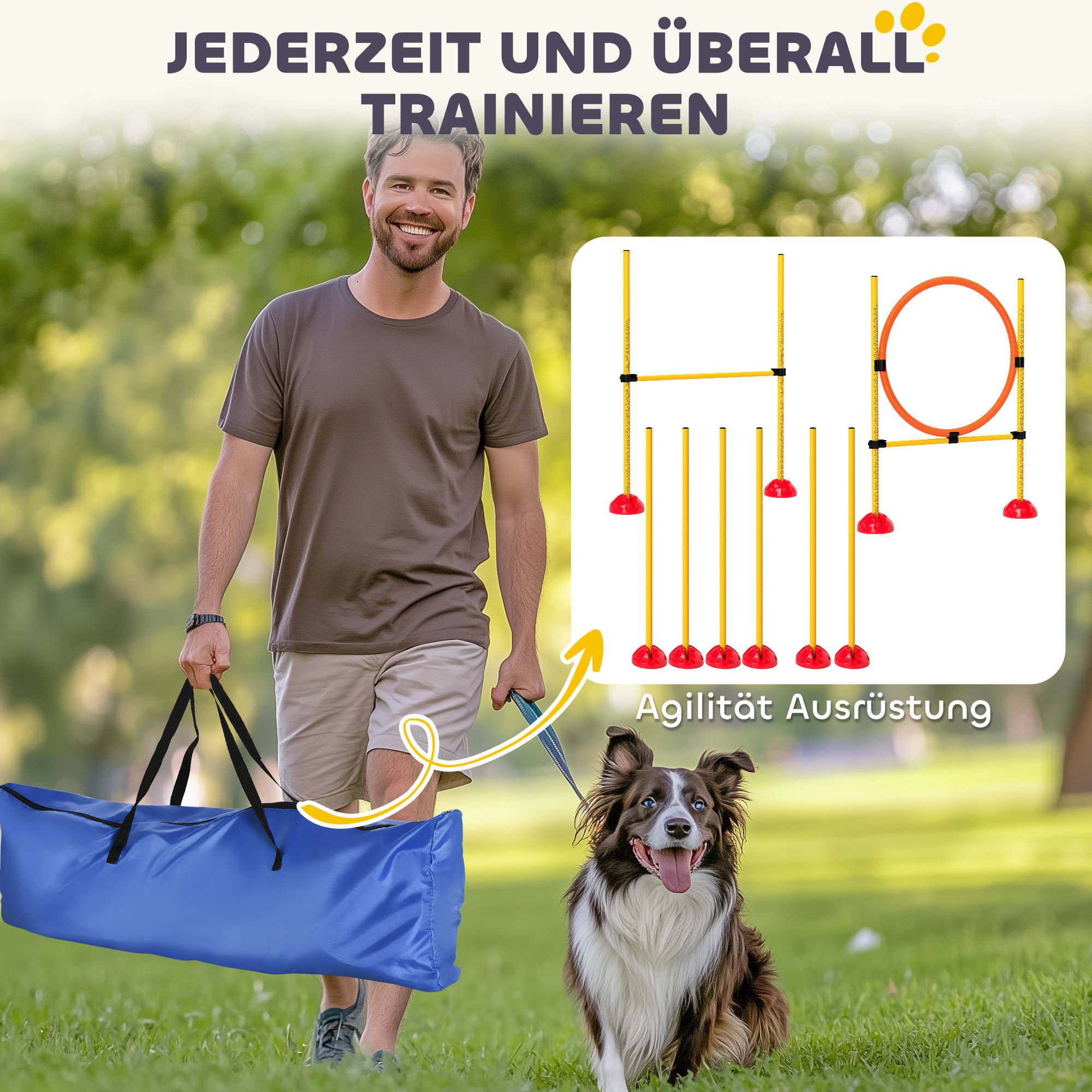 ComfortXL - Parcours agilité chien en PE orange et jaune 3 modules pour dressage réglable - ComfortXL Outdoor Living - Image 7