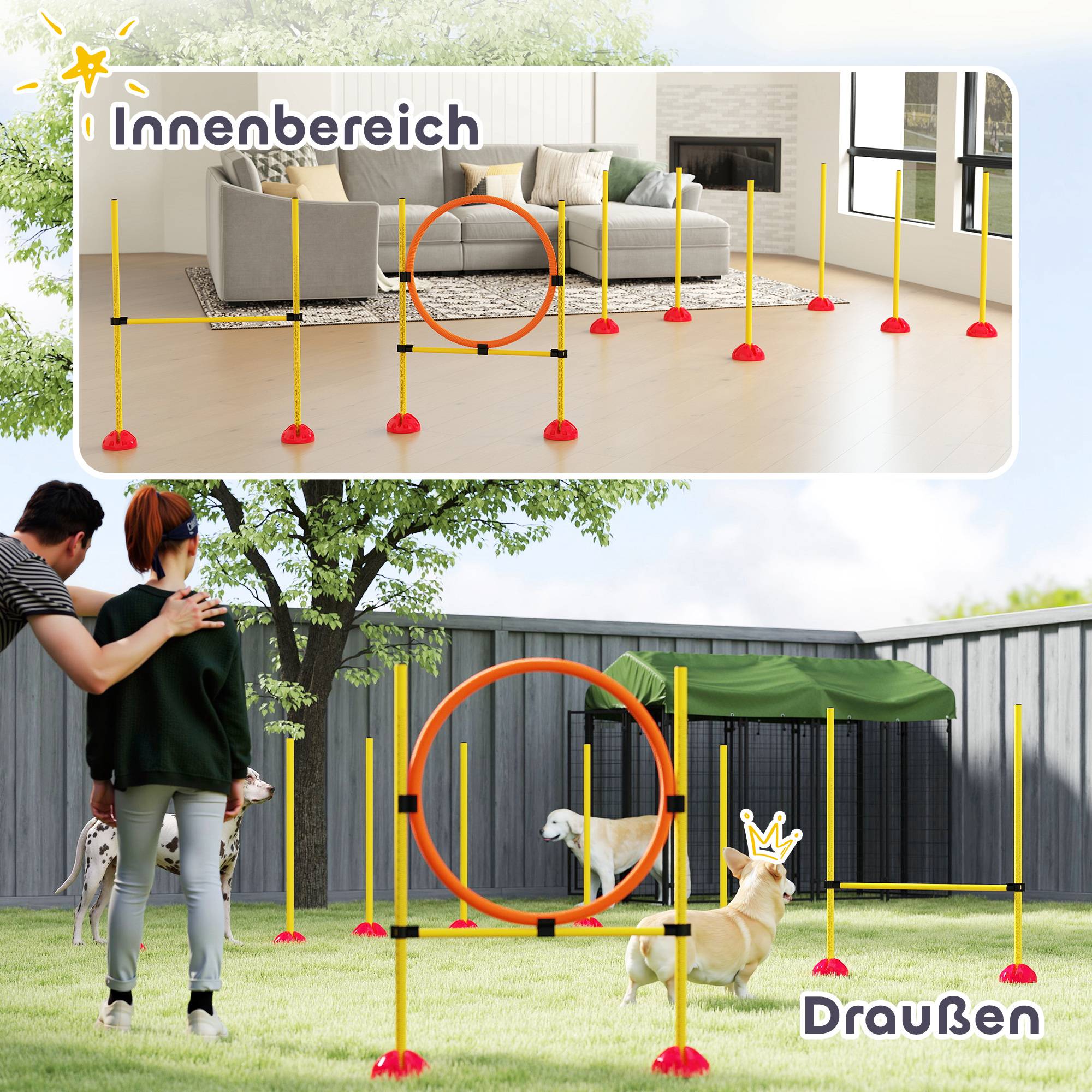 ComfortXL - Parcours agilité chien en PE orange et jaune 3 modules pour dressage réglable - ComfortXL Outdoor Living - Image 10