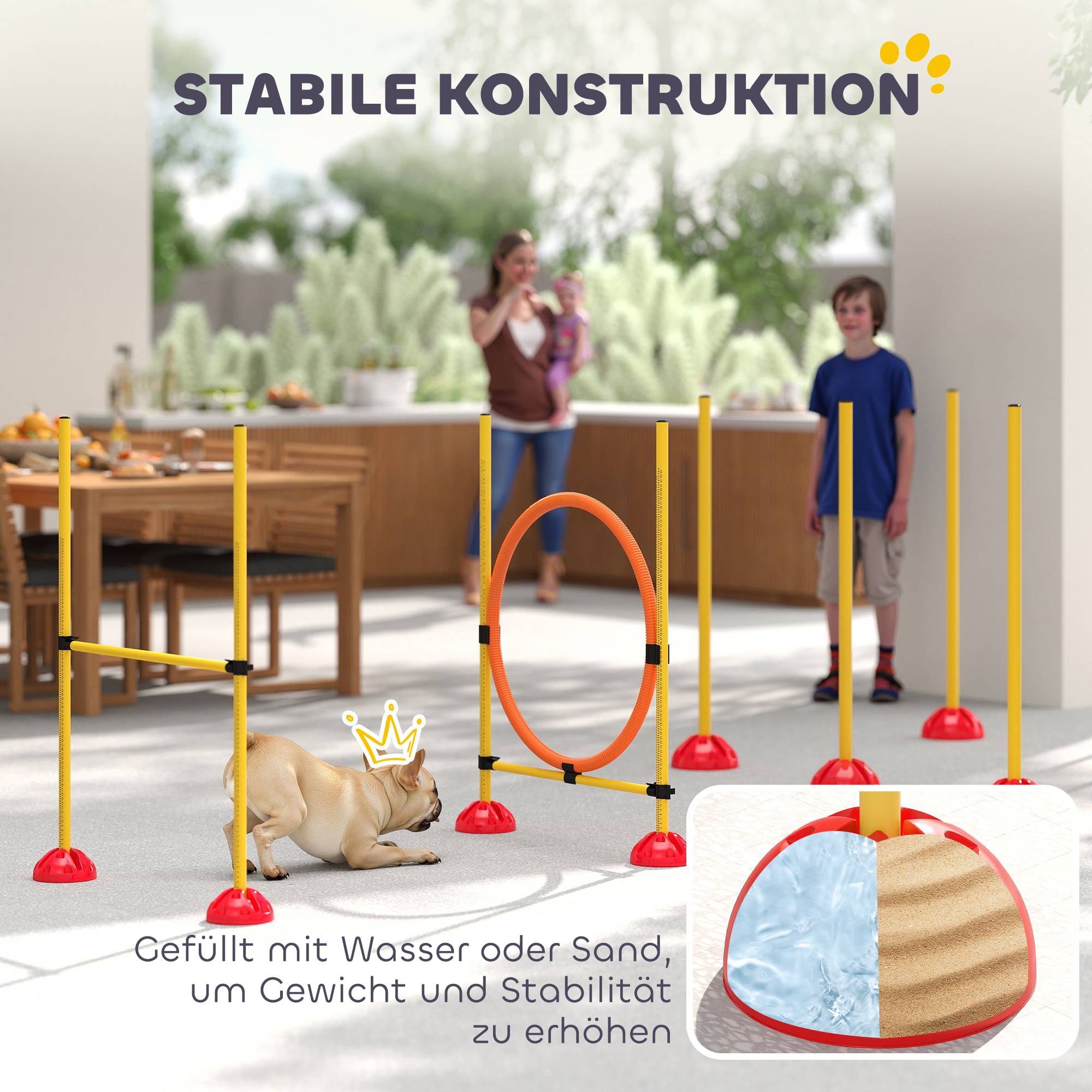 ComfortXL - Parcours agilité chien en PE orange et jaune 3 modules pour dressage réglable - ComfortXL Outdoor Living - Image 8