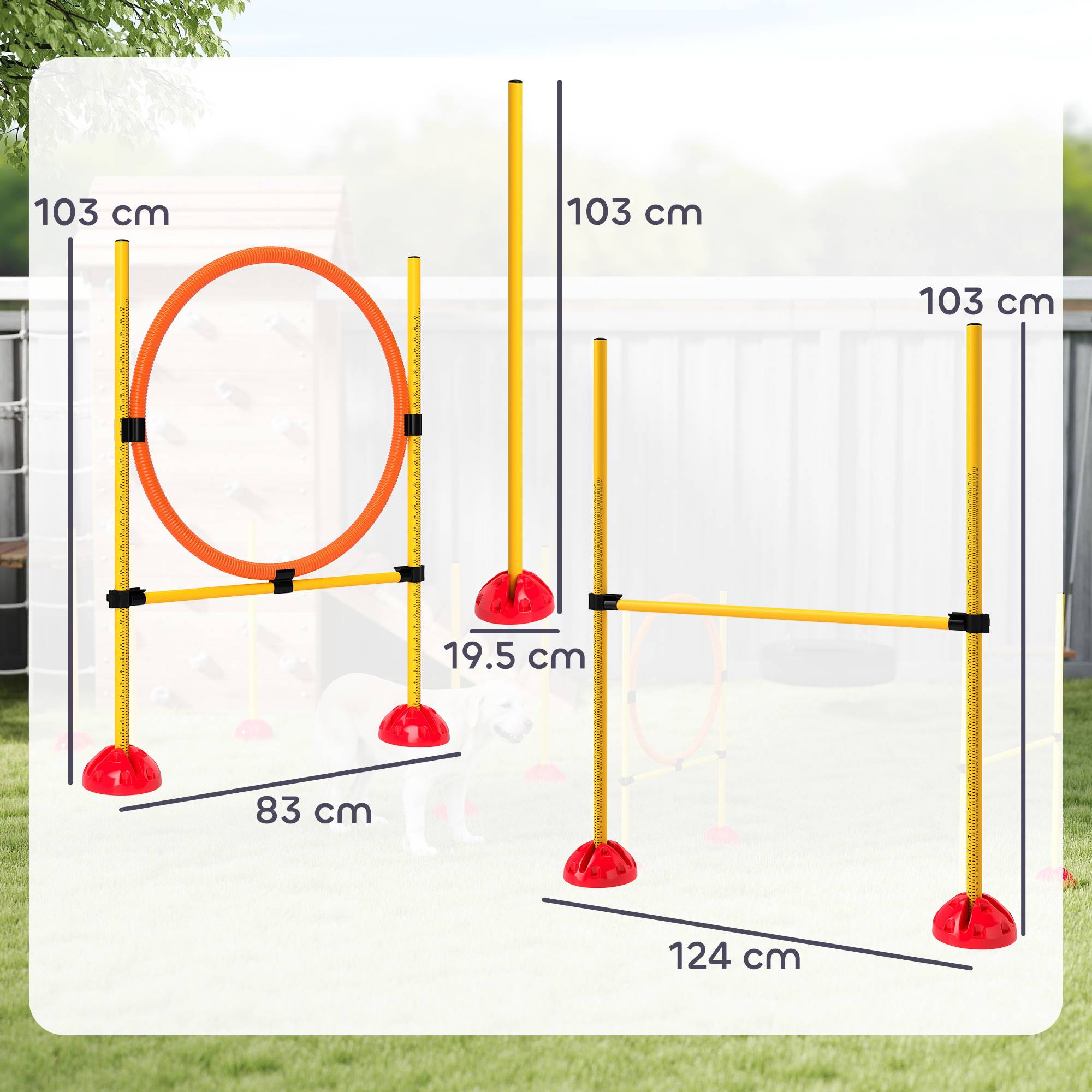 ComfortXL - Parcours agilité chien en PE orange et jaune 3 modules pour dressage réglable - ComfortXL Outdoor Living - Image 5
