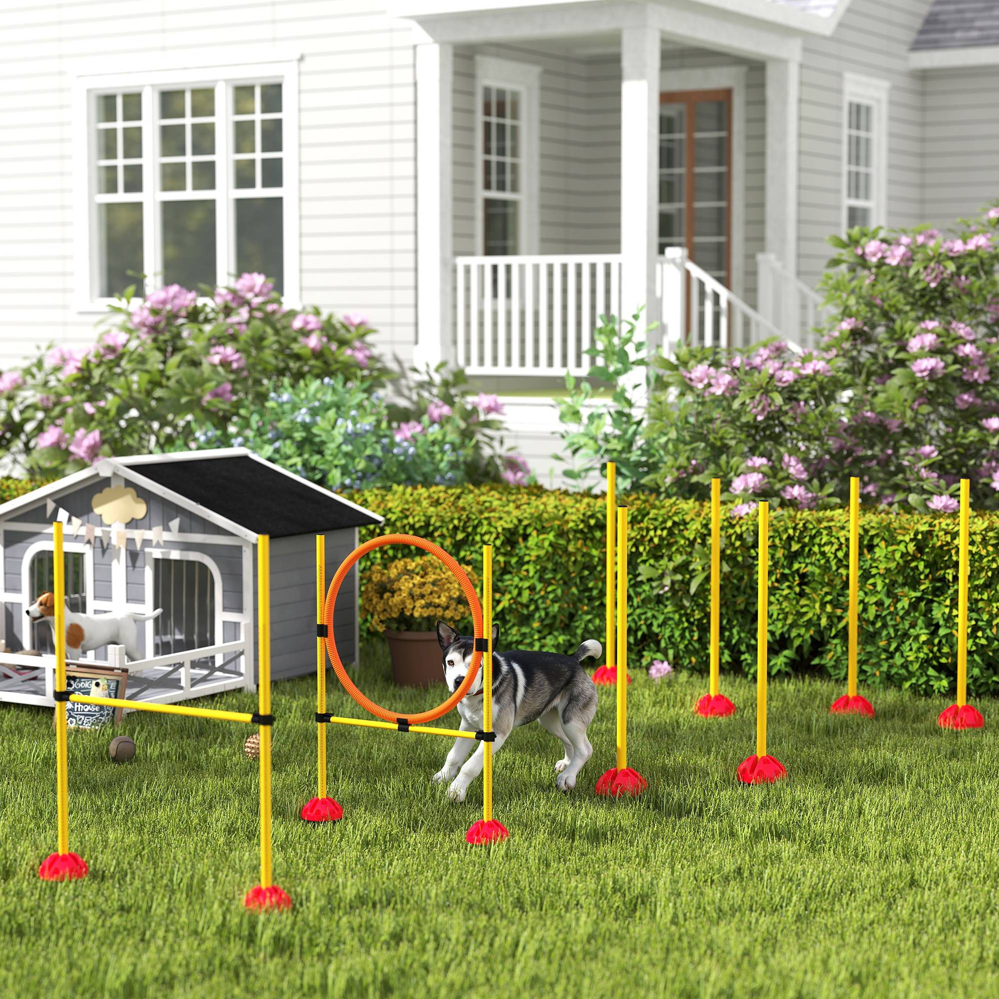 ComfortXL - Parcours agilité chien en PE orange et jaune 3 modules pour dressage réglable - ComfortXL Outdoor Living - Image 3