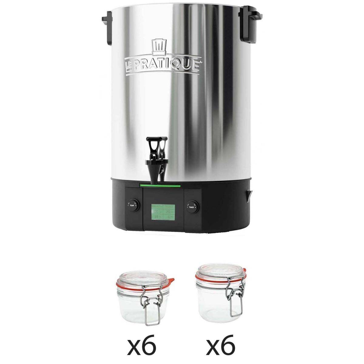 LE PRATIQUE - Stérilisateur électronique en inox 14 bocaux 2200 W avec 12 bocaux en verre Stérilisateur + 6 bocaux de 125 ml + 6 bocaux de 200 ml - Image 1