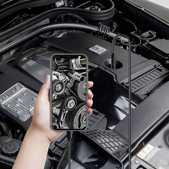 VEVOR Endoscope 5m cable semi-rigide, Full HD pour Android/iOS, 8 LED reglables, zoom, IP67. Pour auto et plomberie. - Image 8