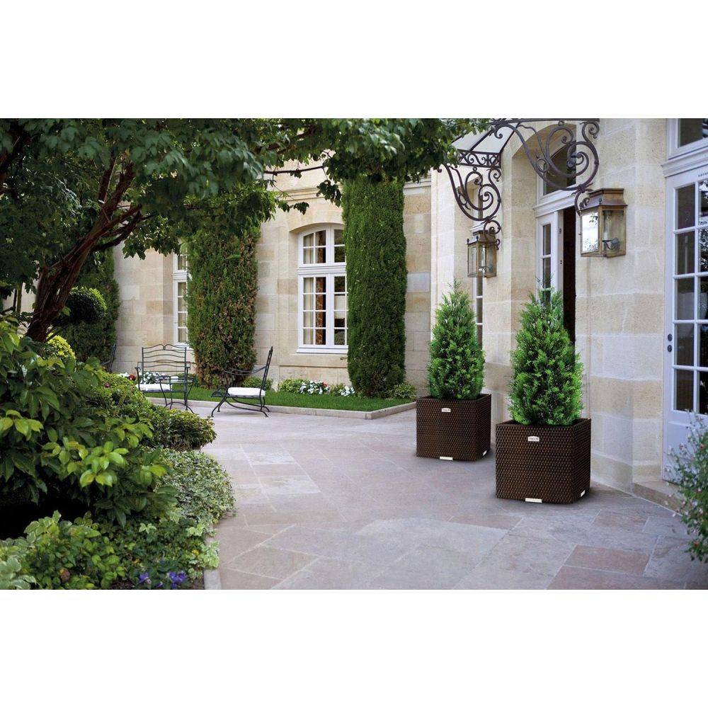 Rattan Art - Jardinière en résine tressée 46 x 46 x 46 cm Miel - Image 2