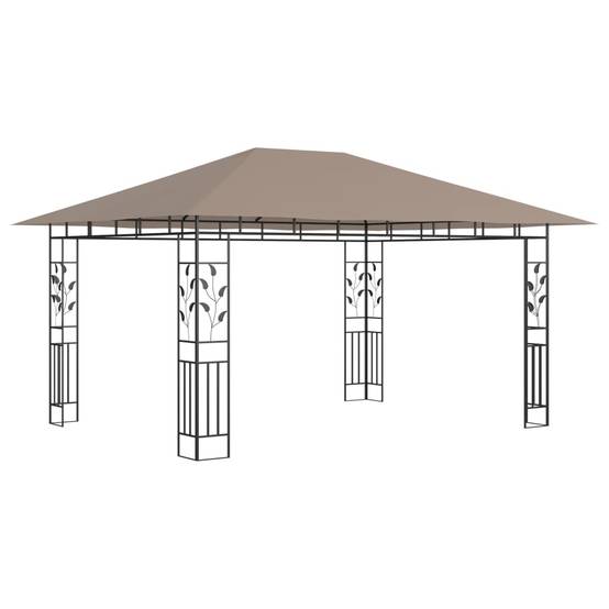 Pergola Jardin - Tonnelle de jardin - Belvédère avec moustiquaire 4x3x2,73 m Taupe 180 g/m² MI72 - Image 1