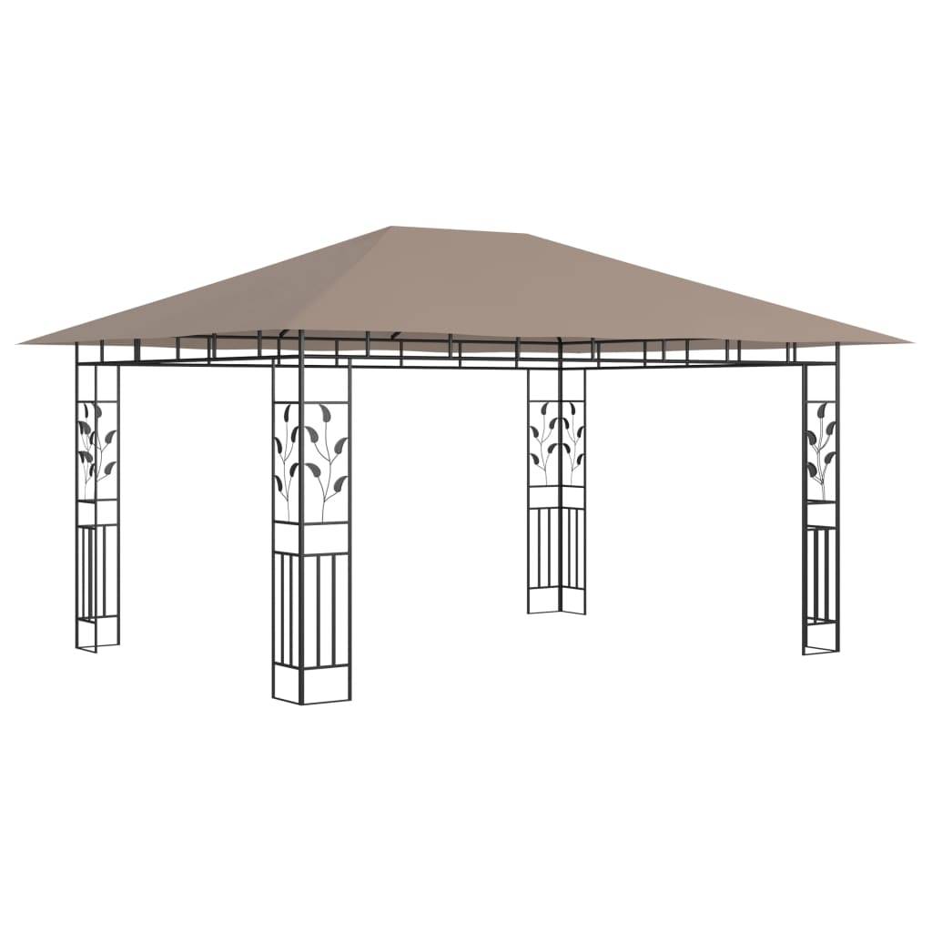 Pergola Jardin - Tonnelle de jardin - Belvédère avec moustiquaire 4x3x2,73 m Taupe 180 g/m² MI72 - Image 1