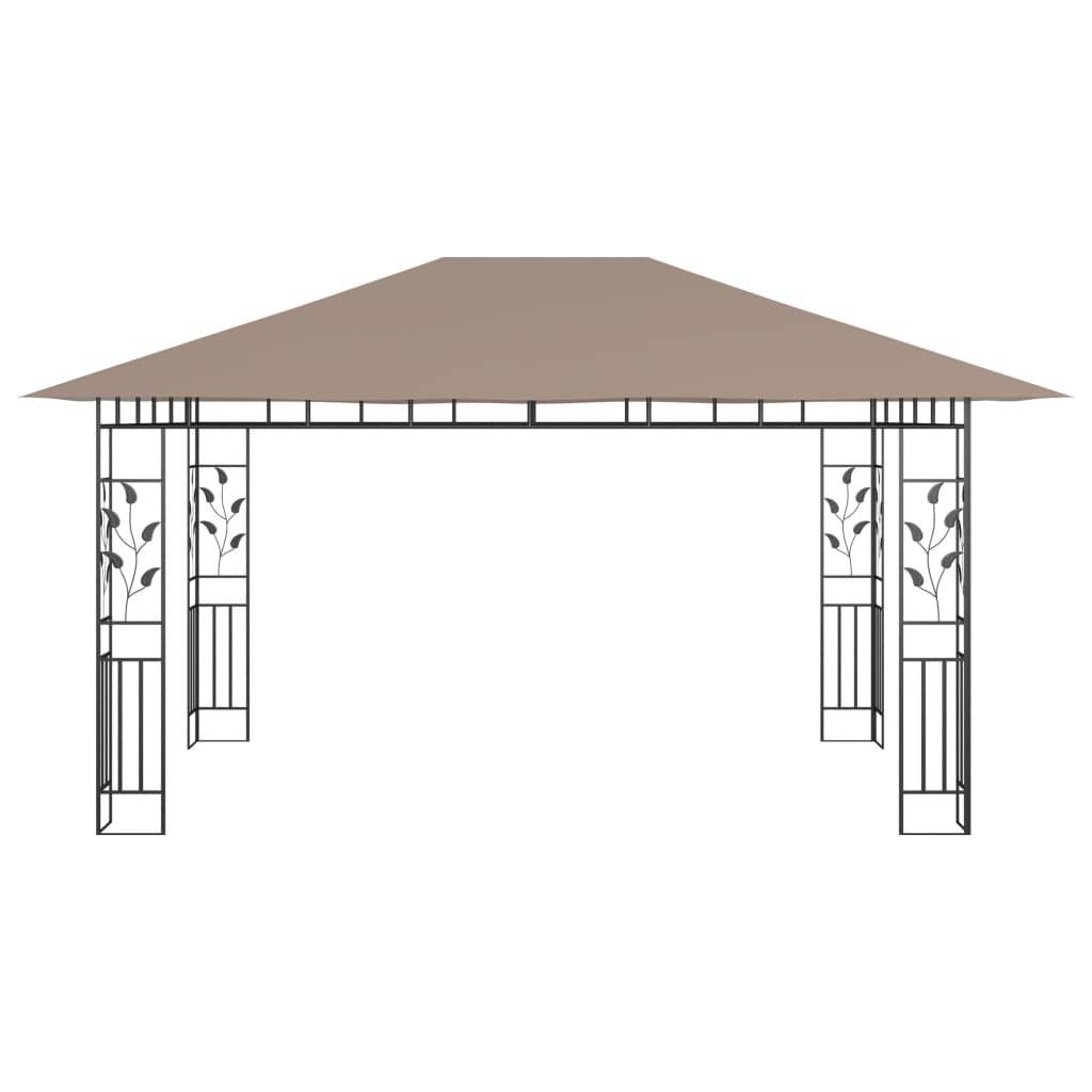 Pergola Jardin - Tonnelle de jardin - Belvédère avec moustiquaire 4x3x2,73 m Taupe 180 g/m² MI72 - Image 3