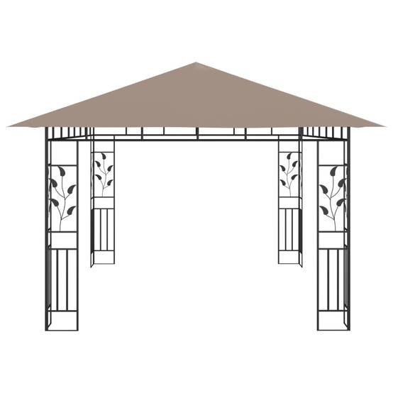Pergola Jardin - Tonnelle de jardin - Belvédère avec moustiquaire 4x3x2,73 m Taupe 180 g/m² MI72 - Image 4