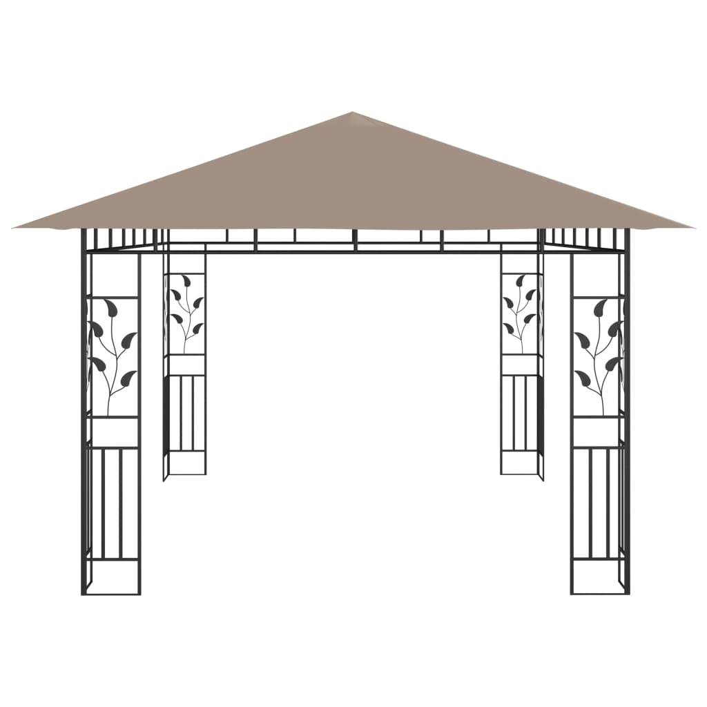 Pergola Jardin - Tonnelle de jardin - Belvédère avec moustiquaire 4x3x2,73 m Taupe 180 g/m² MI72 - Image 4