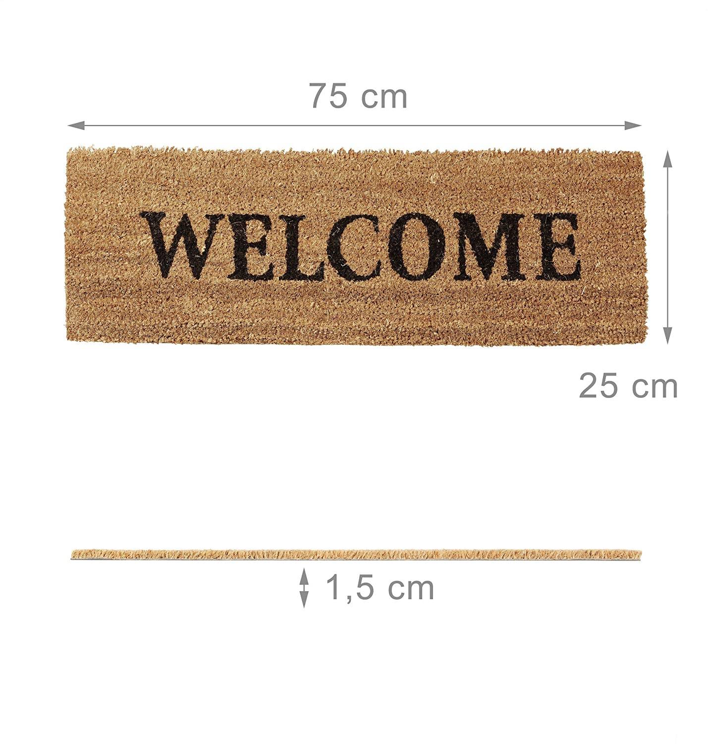 Helloshop26 - Paillasson long fibre de coco tapis de sol dessous caoutchouc antidérapant porte entrée jardin terrasse garage welcome 75 x 25 cm marron - Image 2