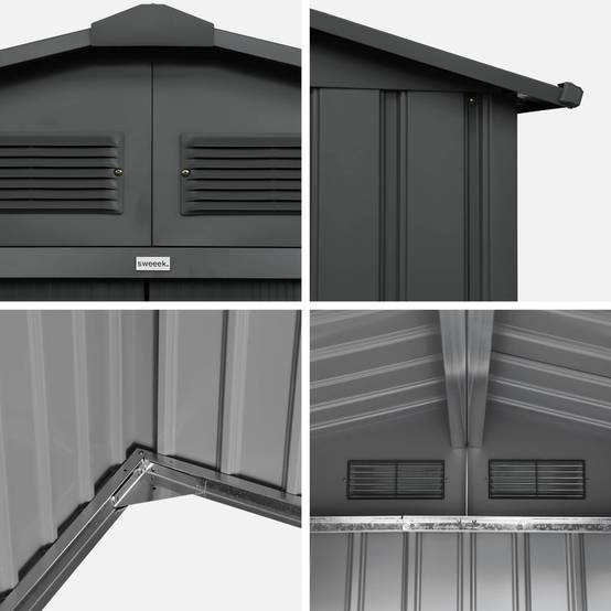 sweeek - Abri de jardin en métal - Slack - 12.99 m² anthracite - Deux portes coulissantes. kit de fixation sol inclus. L 341 x 386 x 211cm | sweeek - Image 4