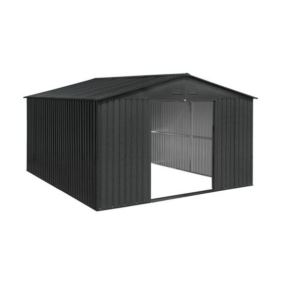 sweeek - Abri de jardin en métal - Slack - 12.99 m² anthracite - Deux portes coulissantes. kit de fixation sol inclus. L 341 x 386 x 211cm | sweeek - Image 2