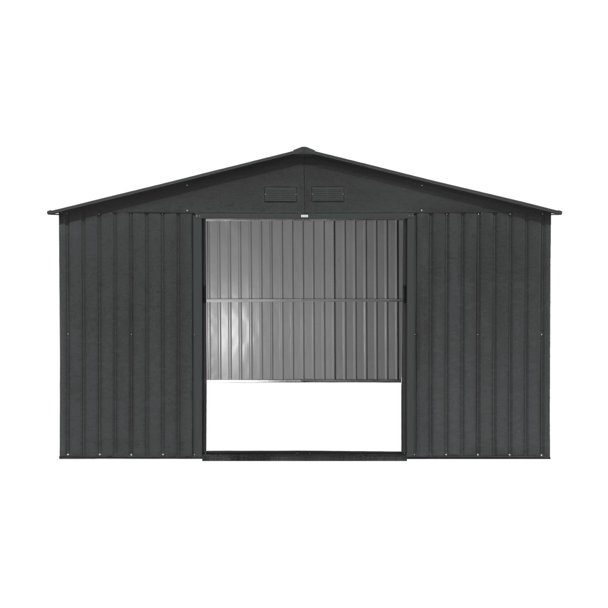 sweeek - Abri de jardin en métal - Slack - 12.99 m² anthracite - Deux portes coulissantes. kit de fixation sol inclus. L 341 x 386 x 211cm | sweeek - Image 6