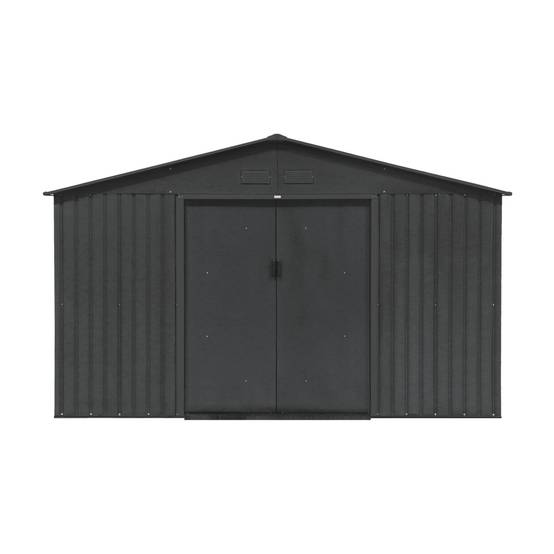 sweeek - Abri de jardin en métal - Slack - 12.99 m² anthracite - Deux portes coulissantes. kit de fixation sol inclus. L 341 x 386 x 211cm | sweeek - Image 5