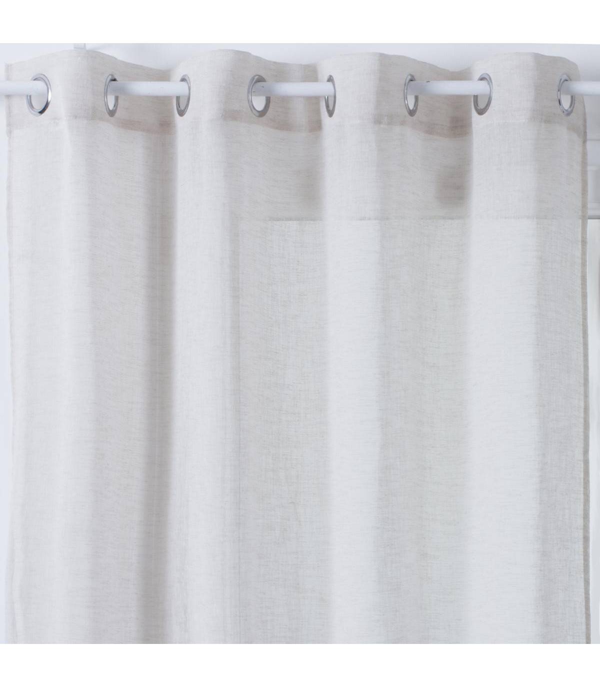 Voilage à œillets Beige Lin 140 x 240 cm - Image 1
