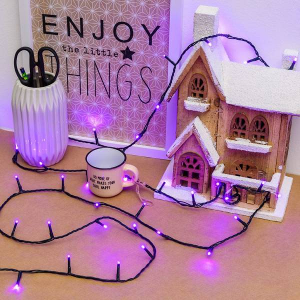 Lotti - Guirlande lumineuse violette 25 mètres 360 mini LED câble vert 8 modes d'animations Lotti - Image 5