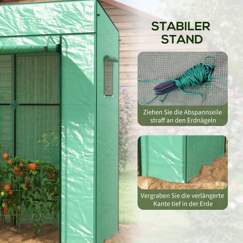 Serre à tomates PE pour jardin porte enroulable toit incliné 196x77x197cm Vert - ComfortXL Outdoor Living - Image 7