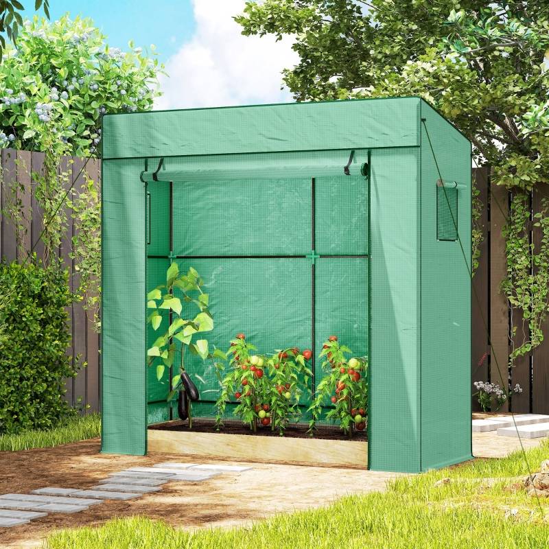 Serre à tomates PE pour jardin porte enroulable toit incliné 196x77x197cm Vert - ComfortXL Outdoor Living - Image 8