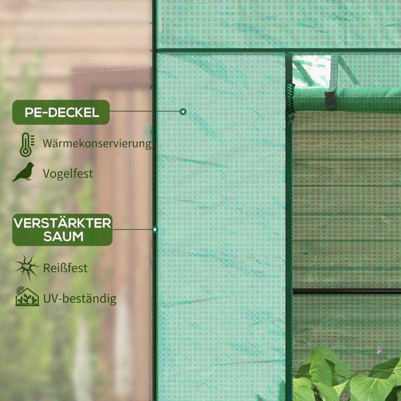 Serre à tomates PE pour jardin porte enroulable toit incliné 196x77x197cm Vert - ComfortXL Outdoor Living - Image 4