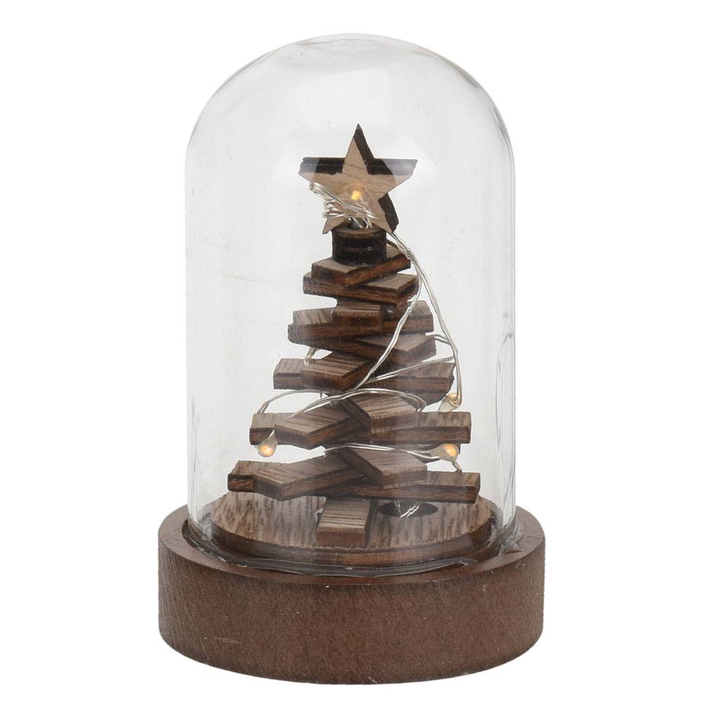 Sans Marque - Décoration lumineuse en bois sous cloche - Image 3