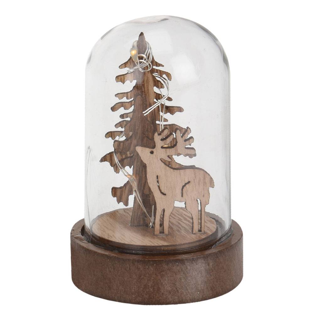 Sans Marque - Décoration lumineuse en bois sous cloche - Image 2