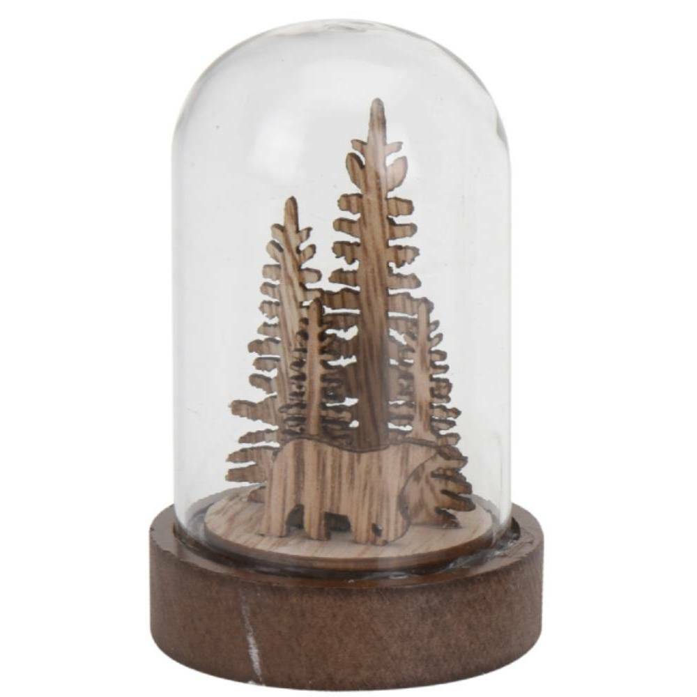 Sans Marque - Décoration lumineuse en bois sous cloche - Image 4