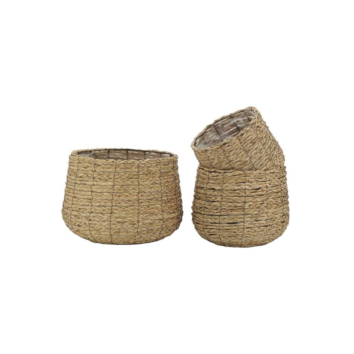 Aubry Gaspard - Cache-pots en jonc tissé (lot de 3) - Image 1